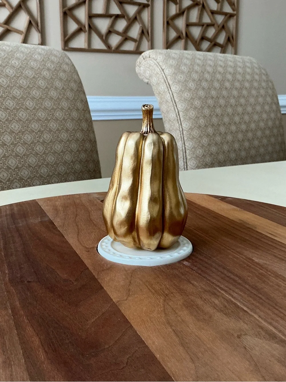 Large Tall Gold Autumn Gourd Platter Decoration 🍂